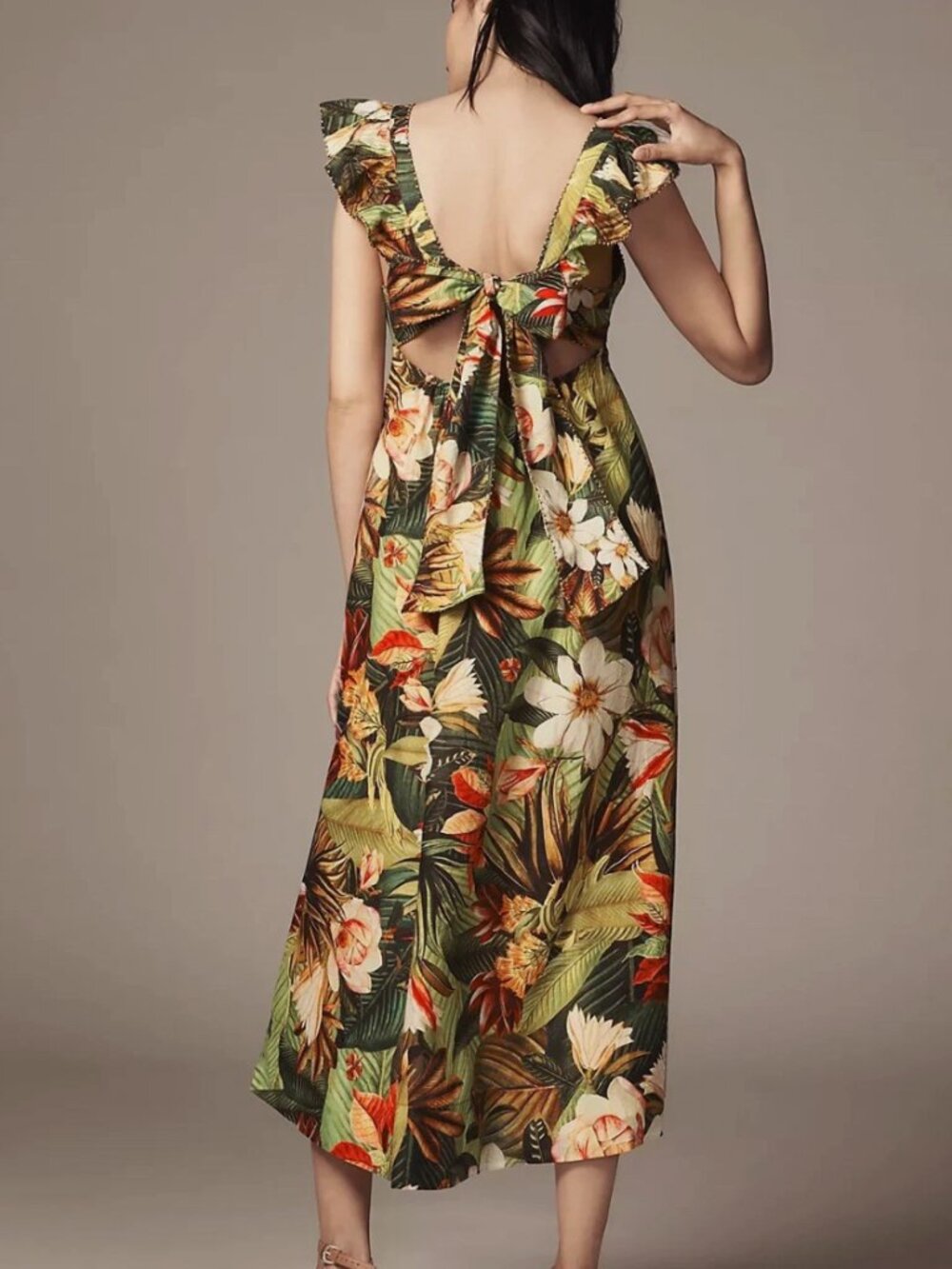 NWT Farm Rio Botanical Forest Ruffle Sleeve Dress - Picture 2 of 9